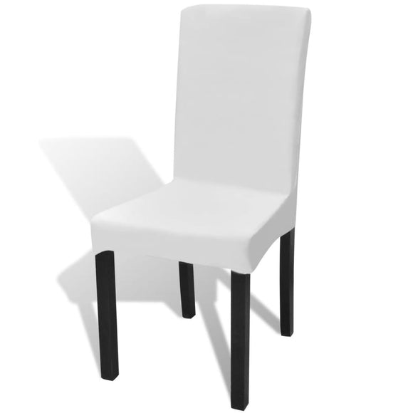 NNEVL 6 pcs White Straight Stretchable Chair Cover
