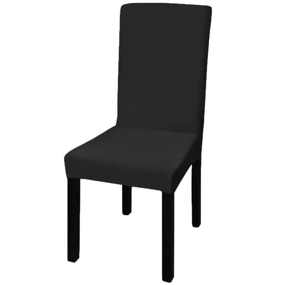 NNEVL 6 pcs Black Straight Stretchable Chair Cover