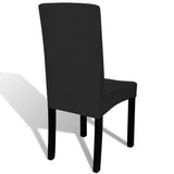 NNEVL 6 pcs Black Straight Stretchable Chair Cover