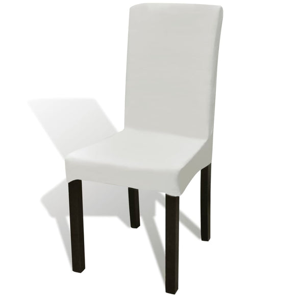 NNEVL 6 pcs Cream Straight Stretchable Chair Cover