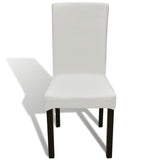 NNEVL 6 pcs Cream Straight Stretchable Chair Cover