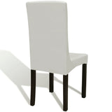 NNEVL 6 pcs Cream Straight Stretchable Chair Cover