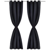 NNEVL 2 pcs Black Blackout Curtains with Metal Rings 135 x 245 cm