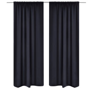 NNEVL 2 pcs Black Slot-Headed Blackout Curtains 135 x 245 cm