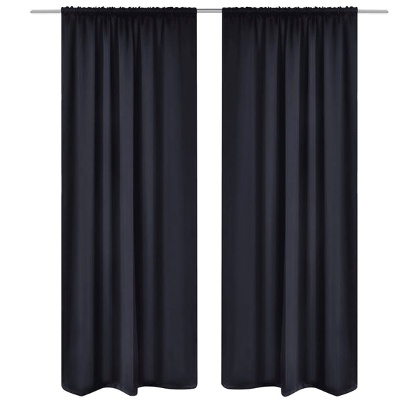 NNEVL 2 pcs Black Slot-Headed Blackout Curtains 135 x 245 cm