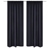 NNEVL 2 pcs Black Slot-Headed Blackout Curtains 135 x 245 cm