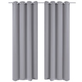 NNEVL 2 pcs Grey Blackout Curtains with Metal Rings 135 x 245 cm