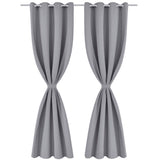NNEVL 2 pcs Grey Blackout Curtains with Metal Rings 135 x 245 cm