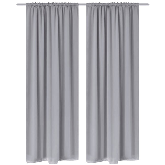 NNEVL 2 pcs Grey Slot-Headed Blackout Curtains 135 x 245 cm