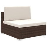 NNEVL 6 Piece Garden Lounge Set with Cushions Poly Rattan Brown