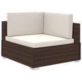 NNEVL 8 Piece Garden Lounge Set with Cushions Poly Rattan Brown