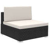 NNEVL 8 Piece Garden Lounge Set with Cushions Poly Rattan Black