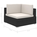 NNEVL 8 Piece Garden Lounge Set with Cushions Poly Rattan Black