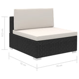 NNEVL 8 Piece Garden Lounge Set with Cushions Poly Rattan Black