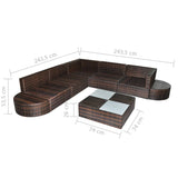 NNEVL 8 Piece Garden Lounge Set with Cushions Poly Rattan Brown