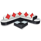 NNEVL 8 Piece Garden Lounge Set with Cushions Poly Rattan Black