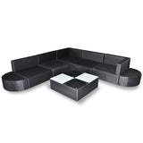 NNEVL 8 Piece Garden Lounge Set with Cushions Poly Rattan Black