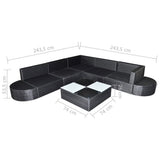 NNEVL 8 Piece Garden Lounge Set with Cushions Poly Rattan Black