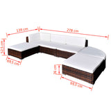 NNEVL 6 Piece Garden Lounge Set with Cushions Poly Rattan Brown