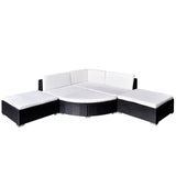 NNEVL 6 Piece Garden Lounge Set with Cushions Poly Rattan Black
