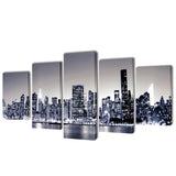 NNEVL Canvas Wall Print Set Monochrome New York Skyline 200 x 100 cm