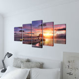 NNEVL Canvas Wall Print Set Beach with Pavilion 100 x 50 cm