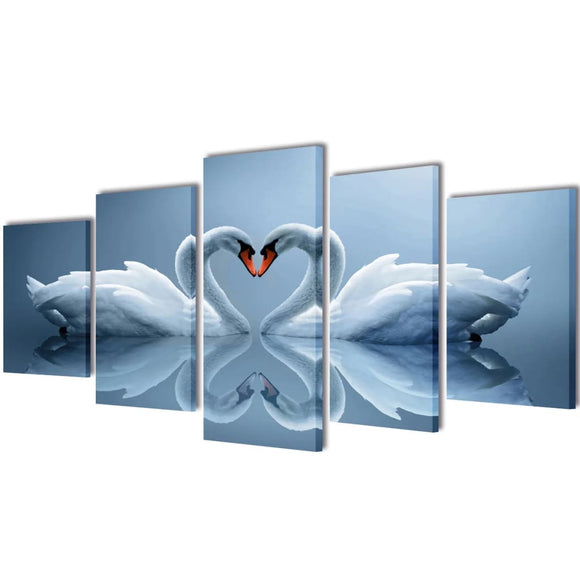NNEVL Canvas Wall Print Set Swan 200 x 100 cm