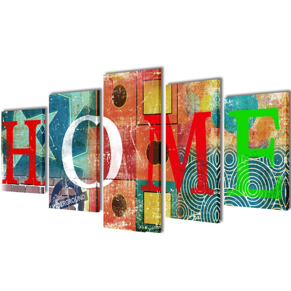 NNEVL Canvas Wall Print Set Colourful Home Design 200 x 100 cm