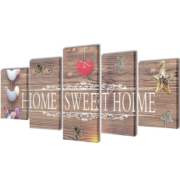 NNEVL Canvas Wall Print Set Home Sweet Home Design 200 x 100 cm