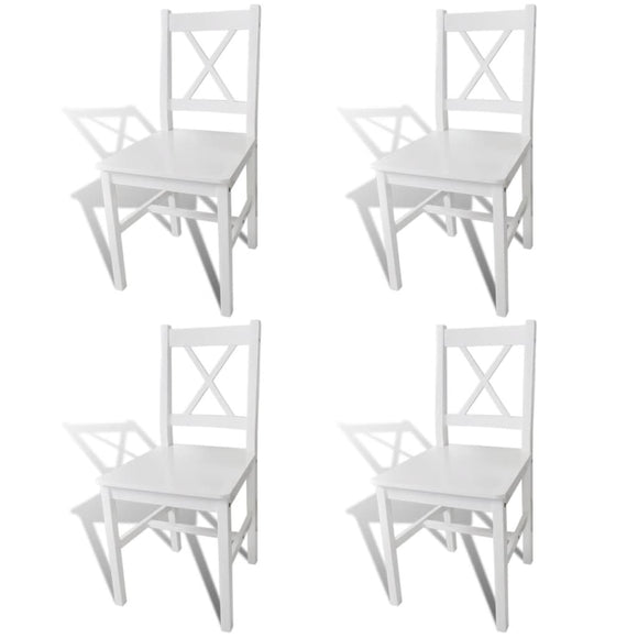 NNEVL Dining Chairs 4 pcs White Pinewood