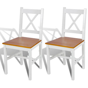 NNEVL Dining Chairs 2 pcs White Pinewood