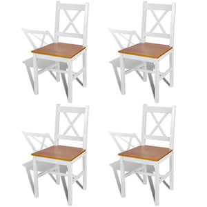 NNEVL Dining Chairs 4 pcs White Pinewood