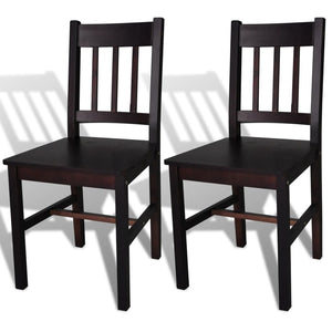 NNEVL Dining Chairs 2 pcs Dark Brown Pinewood