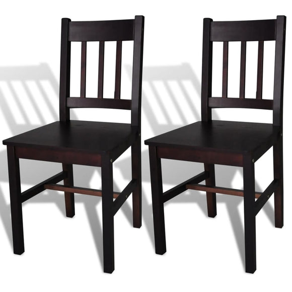 NNEVL Dining Chairs 2 pcs Dark Brown Pinewood