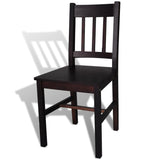 NNEVL Dining Chairs 2 pcs Dark Brown Pinewood