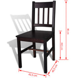 NNEVL Dining Chairs 2 pcs Dark Brown Pinewood