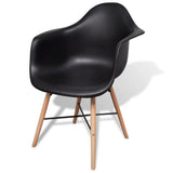 NNEVL Dining Chairs 6 pcs Black Plastic and Beechword