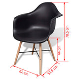 NNEVL Dining Chairs 6 pcs Black Plastic and Beechword