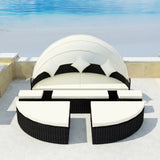 NNEVL Garden Bed with Canopy Black 186x226 cm Poly Rattan