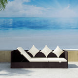 NNEVL Outdoor Sofa with Cushion & Pillow Poly Rattan Brown
