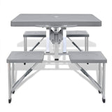 NNEVL Foldable Camping Table Set with 4 Stools  Aluminium Extra Light Grey
