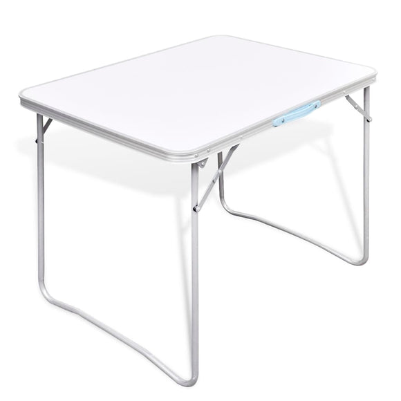 NNEVL Foldable Camping Table with Metal Frame 80 x 60 cm