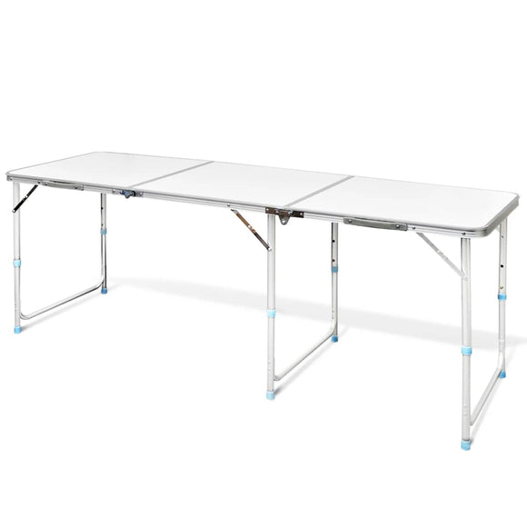 NNEVL Foldable Camping Table Height Adjustable Aluminium 180 x 60 cm