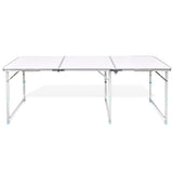 NNEVL Foldable Camping Table Height Adjustable Aluminium 180 x 60 cm