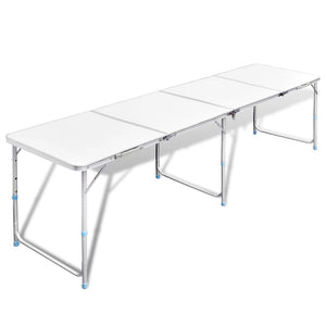 NNEVL Foldable Camping Table Height Adjustable Aluminium 240 x 60 cm