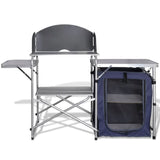 NNEVL Foldable Camping Kitchen Unit with Windshield Aluminium