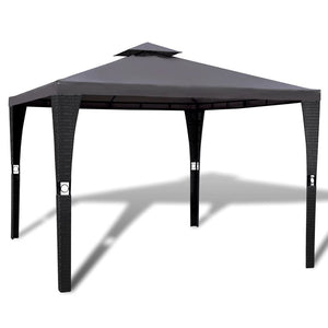 NNEVL Poly Rattan Gazebo with Dark Grey Roof 3 x 3 m