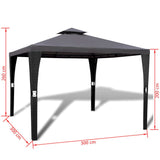 NNEVL Poly Rattan Gazebo with Dark Grey Roof 3 x 3 m