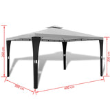 NNEVL Poly Rattan Gazebo with Cream White Roof 3 x 4 m
