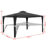 NNEVL Poly Rattan Gazebo with Dark Grey Roof 3 x 4 m
